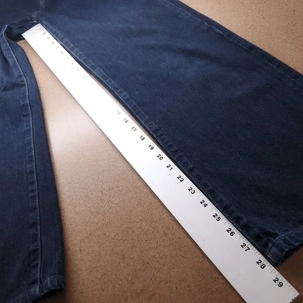 Uniqlo Straight High-Rise Jeans Women 25 Dark Blue Minimalist Quiet Luxury Denim